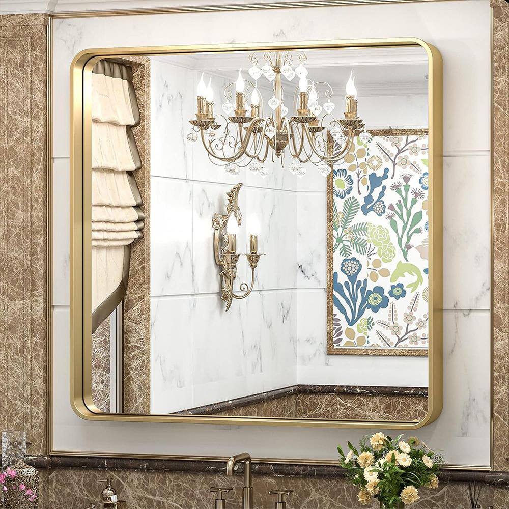 waterpar 36 in. W x 36 in. H Rectangular Aluminum Framed Wall Bathroom ...