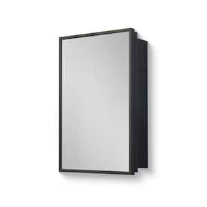 16 in. W x24 in. H Rectangular Black Metal Wall Mount or Recessed Medicine Cabinet with Mirror