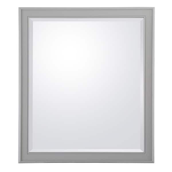 Home Decorators Collection Gazette 28 in. W x 32 in. H Rectangular Wood Framed Wall Bathroom Vanity Mirror in Grey