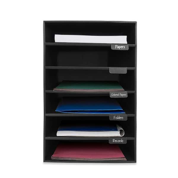 6-Tier Black Corrugated Cardboard Desk File Organzier
