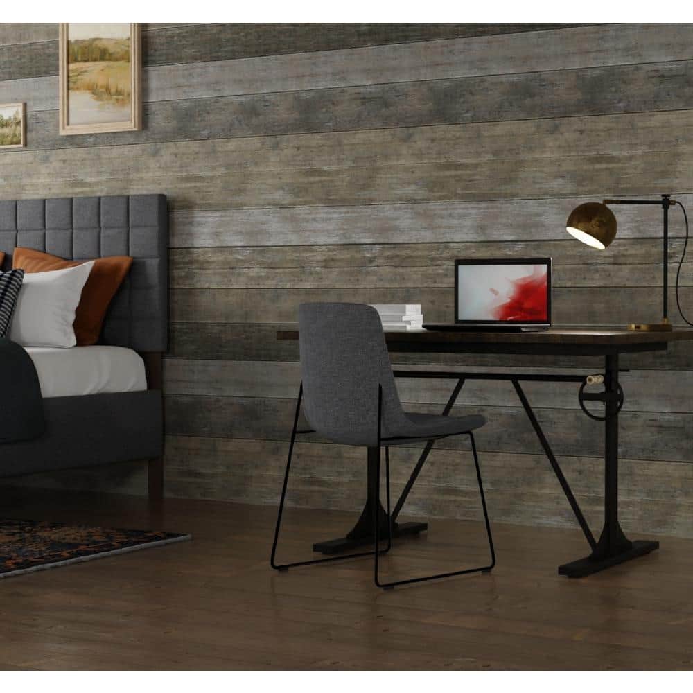 Industrial Elm and Black Cast Iron Adjustable Desk