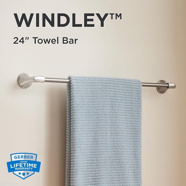 Windley 24 in. Wall Mounted Towel Bar in Brushed Nickel