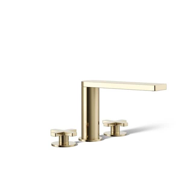KOHLER Composed Double Handle Deck-Mount Bath Faucet with Cross Handles in Vibrant French Gold