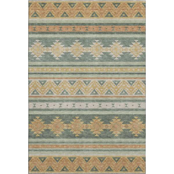 Mayfield Premium Machine Washable Abstract AMF2561 Basil 9 ft. x 12 ft. Area Rug