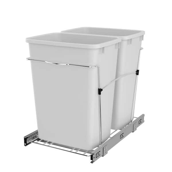 White Double Pull Out Trash Can 35 qt. for Kitchen