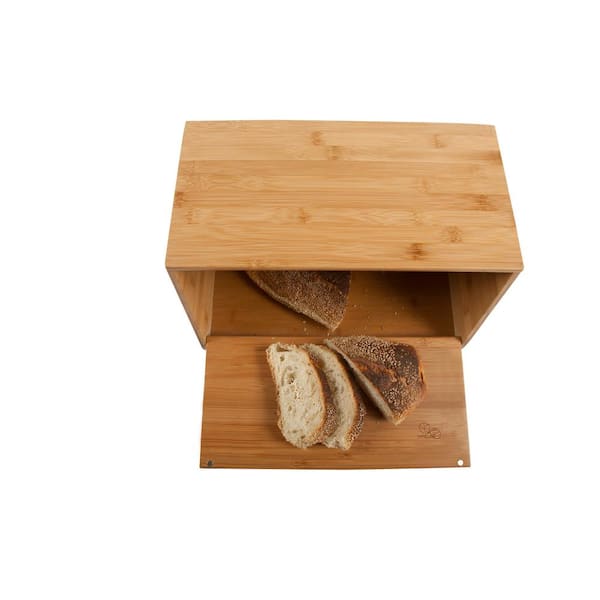  Large bread box bread basket wooden box storage boxes kitchen  counter organizer, roll top breadbox. bread boxes for kitchen countertop.  Bamboo wooden boxes. (Natural): Home & Kitchen