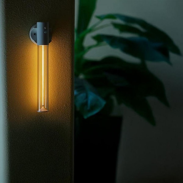 Auge Light, 10.2 in White Modern Rechargeable Integrated LED Wall Sconce with Motion Sensor Clear PLastic Shade