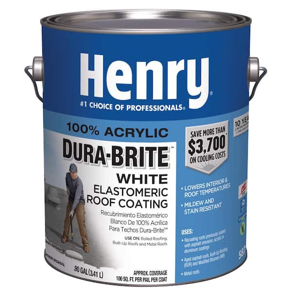 Henry 587 Dura-Brite White 100% Acrylic Elastomeric Reflective Roof Coating 0.90 gal.