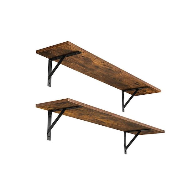 31.5 in. W x 7.9 in. D Brown Wood Decorative Wall Shelf,Set of 2