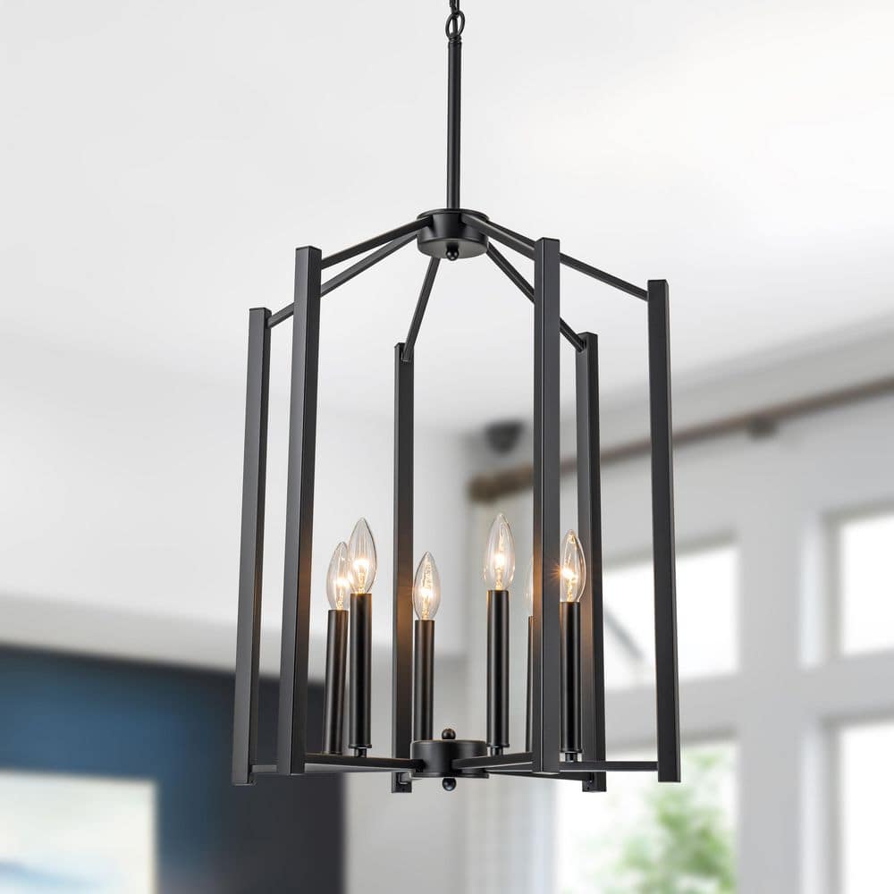 6-Light Matte Black Chandelier with Open Frame and Adjustable Chain for Dining Room Foyer or Kitchen Island price history on PriceWatchPro