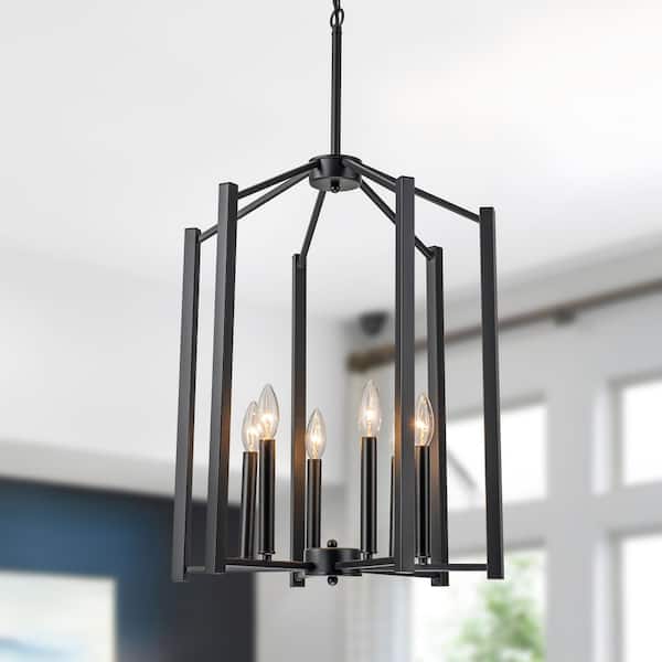 TinHon 6-Light Matte Black Open Frame...