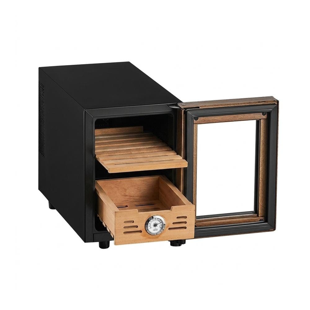 Electric Cigar Humidor Cabinet 16 L, 100-Count Cooler with Temperature Control, Spanish Cedar Shelves, 2 Layers