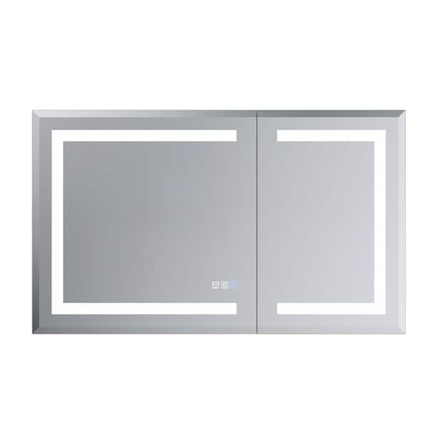 40 in. W x 24 in. H Rectangular Recessed or Surface Mount LED Metal Medicine Cabinet with Mirror and Built-In Defogger
