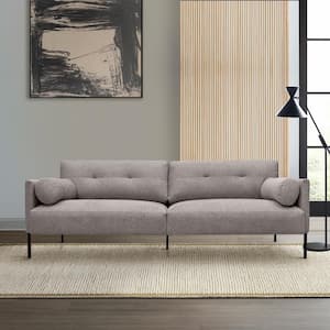 Michalina 84 in. Square Arm Fabric Rectangle Sofa in Gray