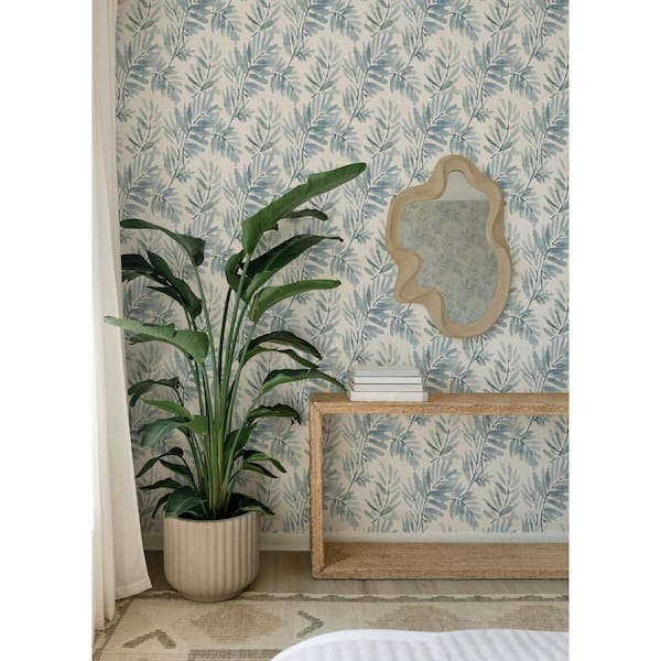 Serenade Blue Ferns Wallpaper