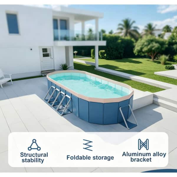 Kadehome 9.8 ft. x 7.2 ft. Rectangle Above Ground Folding Pool 19