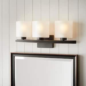 Ettrick 3-Light Oil-Rubbed Bronze Sconce with Hand Pained Glass Shades