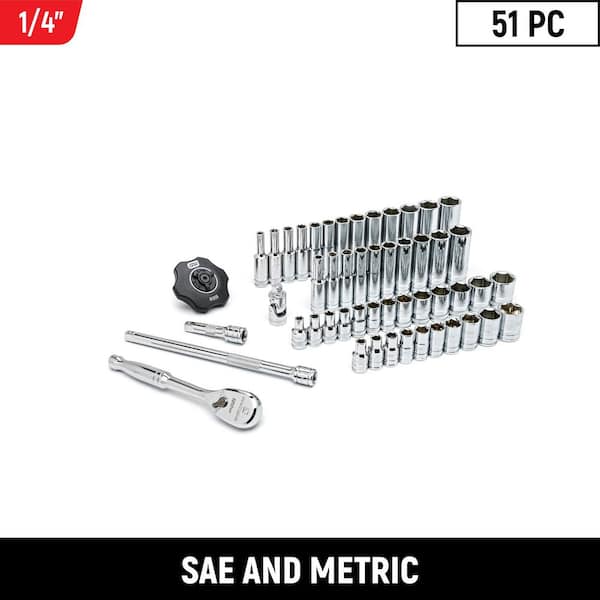 GEARWRENCH 120XP 1/4 in. Drive 6-Point Standard & Deep SAE/Metric Ratchet and Socket Mechanics Tool Set (51-Piece)