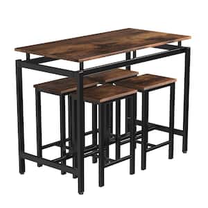 Haight 5-Piece Rectangle Wood Top Distressed Brown Counter Height Dining Table Set