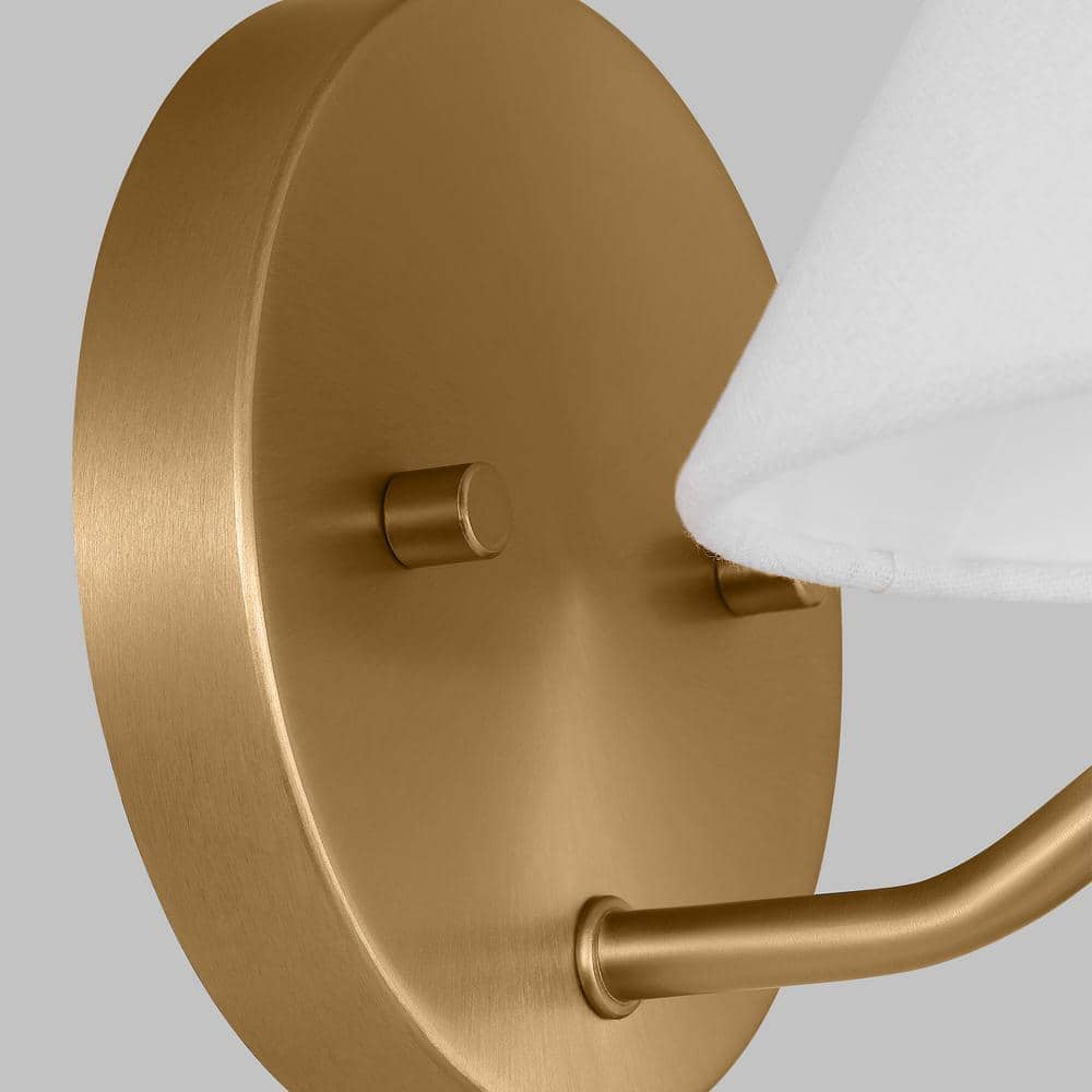Satin Brass Wall Sconce with White Linen Shade
