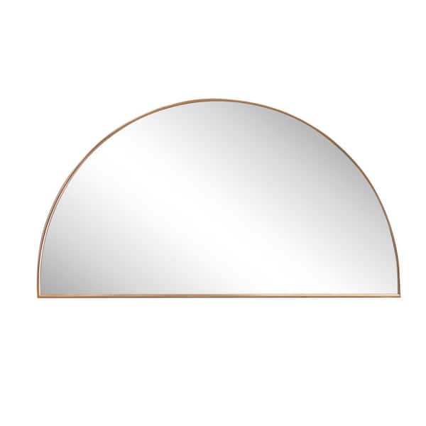 Solstice 42 in. W x 23 in. H Large Half Circle Metal Framed Wall Mounted Mirror, Gold