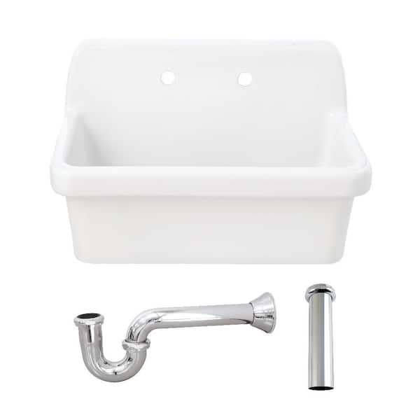 Doriteal 30.1 in. Wall Mount Single Ceramic Kitchen Sink with Accessories