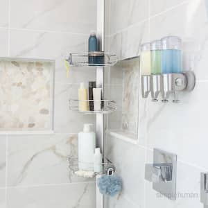 5 ft. to 8 ft. Tension Shower Caddy, Stainless Steel and Anodized Aluminum