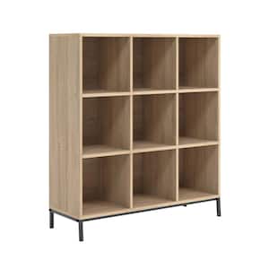 North Avenue 38.228 in. Charter Oak Engineered Wood 3-Shelf Accent Bookcase with Cubby Storage