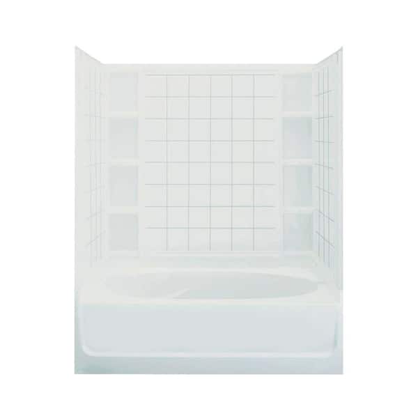 STERLING Ensemble 42 in. x 60 in. x 72 in. Standard Fit Bath and Shower Kit with Left-Hand Drain in White