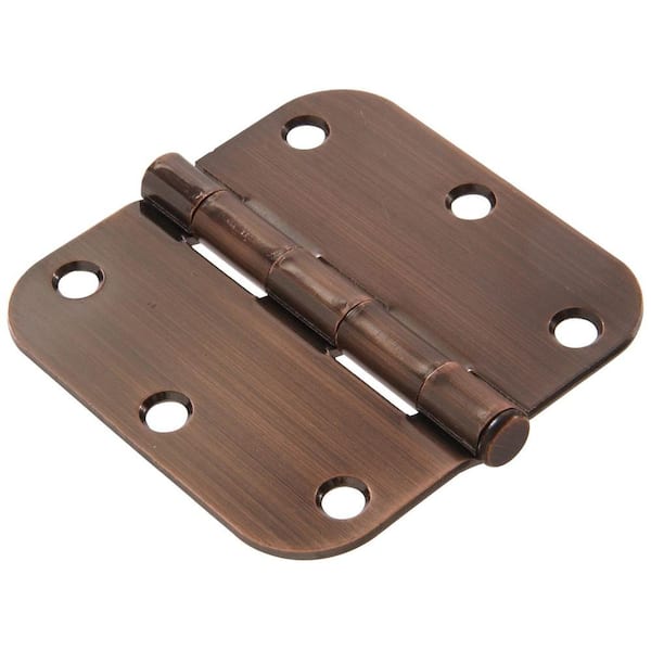 3-1/2 in. Antique Bronze Residential Door Hinge with 5/8 in. Round Corner Removable Pin Full Mortise (9-Pack)