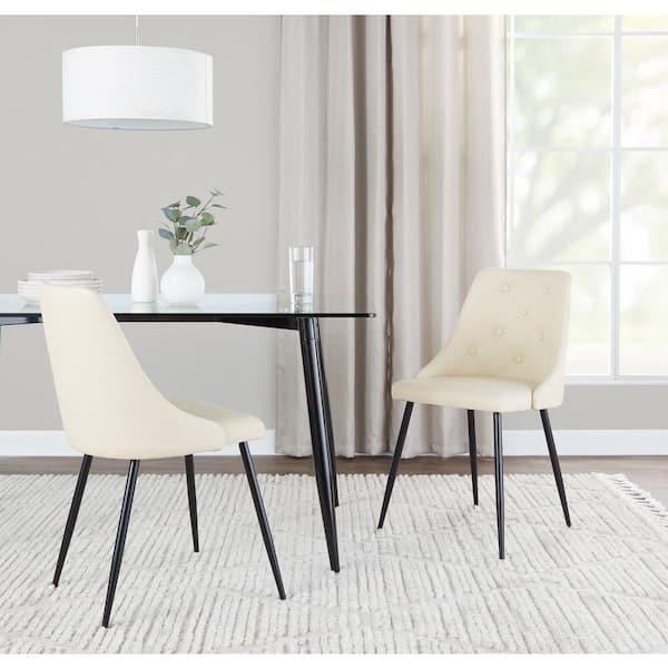 Cream dining chairs 2024 with black legs