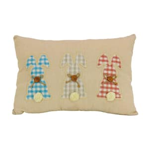 18 in.x10 in. Plaid Bunnies Easter Pillow