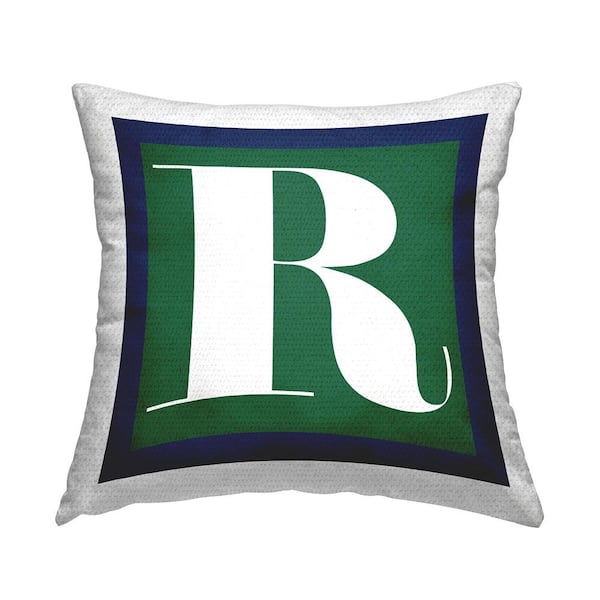 Stupell Industries Bold Green Letter R Square Outdoor Throw Pillow