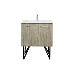 Lancy 30 in W x 20 in D Rustic Acacia Bath Vanity, Cultured Marble Top and Brushed Nickel Faucet Set