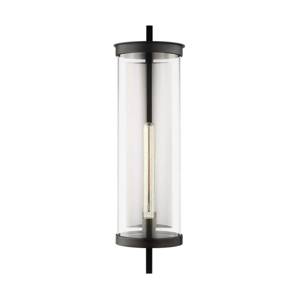 Textured Black and Clear Glass Outdoor Wall Light