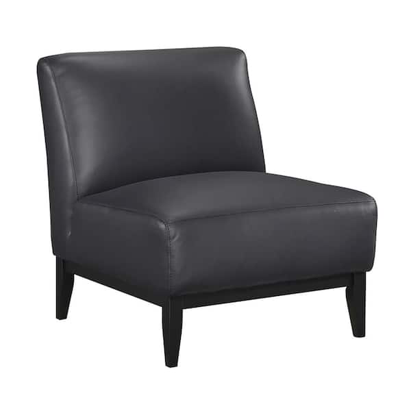Holland Black Leather Upholstery Accent Arm Chair