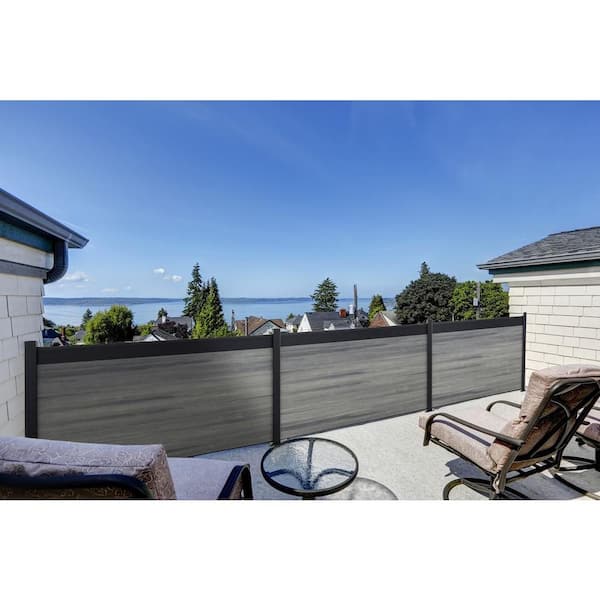 Euro Style Estate 4 ft. H x 6 ft. W Oxford Grey Aluminum/Composite Horizontal Fence Section