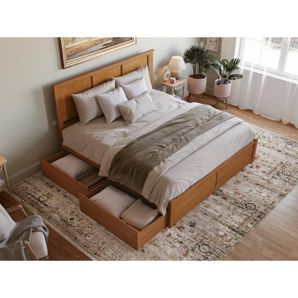 Madison King Light Toffee Wood Platform Bed with Storage Drawers