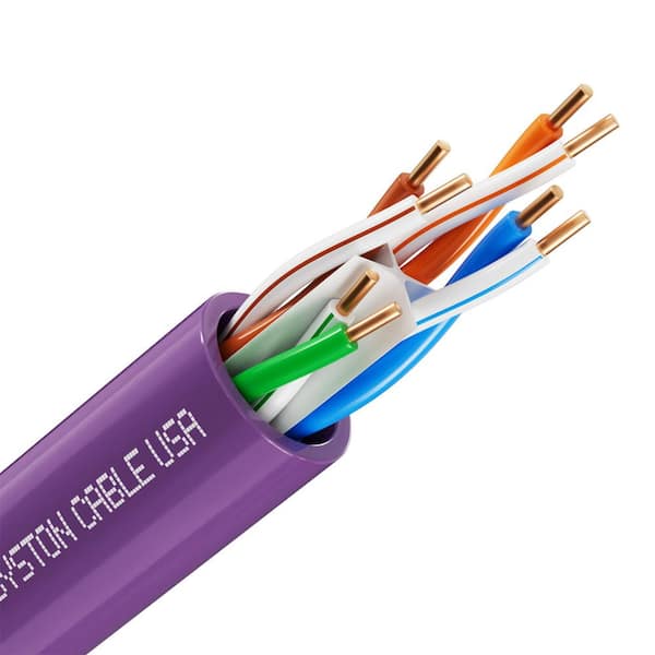 100 ft. Purple CAT 6E CMP 600MHz 23AWG Solid Bare Copper Ethernet Network Cable Bulk No Ends POE Router UV Resistance