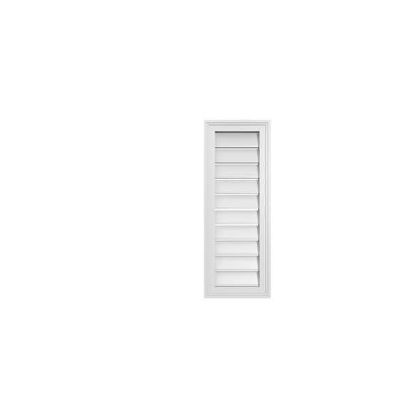 Ekena Millwork 12" x 32" Vertical Surface Mount PVC Gable Vent: Functional with Brickmould Frame