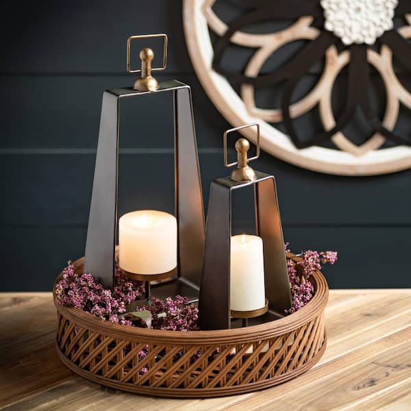 SULLIVANS 18.25" and 15.5" Brown Natural Round Bamboo Tray (Set of 2)