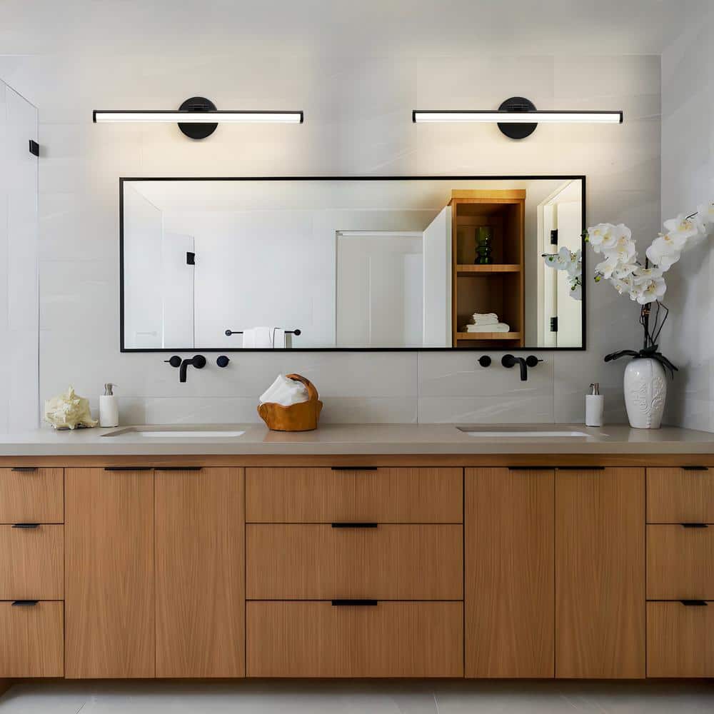 22-Inch Matte Black and Acrylic LED Vanity Light Bar
