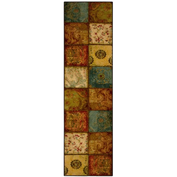 Mohawk Home Artifact Panel Multi 2 ft. x 8 ft. Machine Washable Patchwork Runner Rug