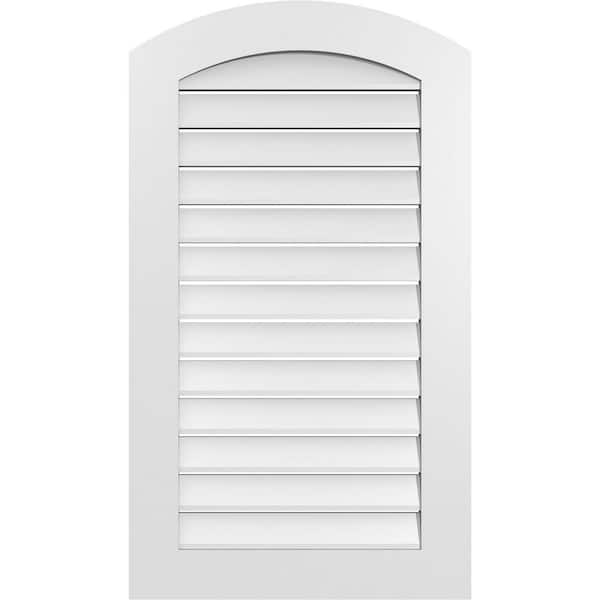 Ekena Millwork 24 in. x 40 in. Arch Top Surface Mount PVC Gable Vent: Decorative with Standard Frame