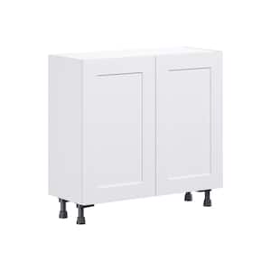 Wallace Painted Warm White Shaker Assembled Shallow Base Kitchen Cabinet (36 in. W x 34.5 in. H x 14 in. D)