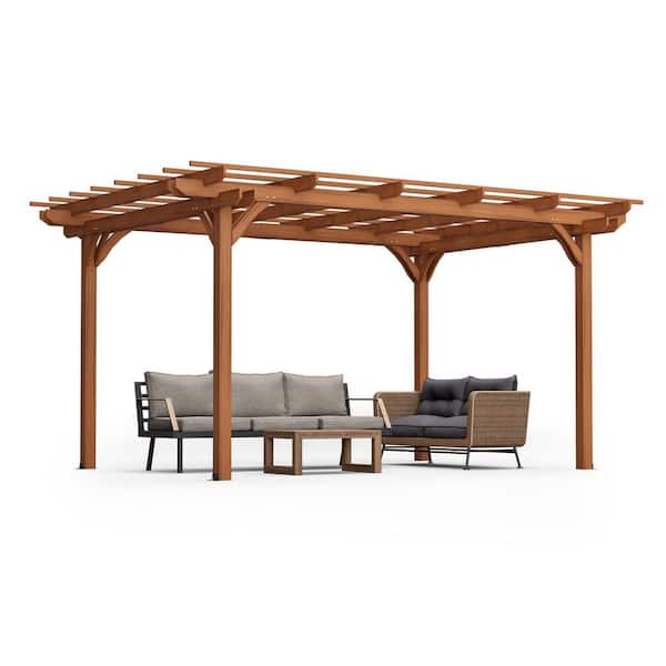 PDTEND 10 ft. x 12 ft. Outdoor Patio Brown Wood Garden Grape
