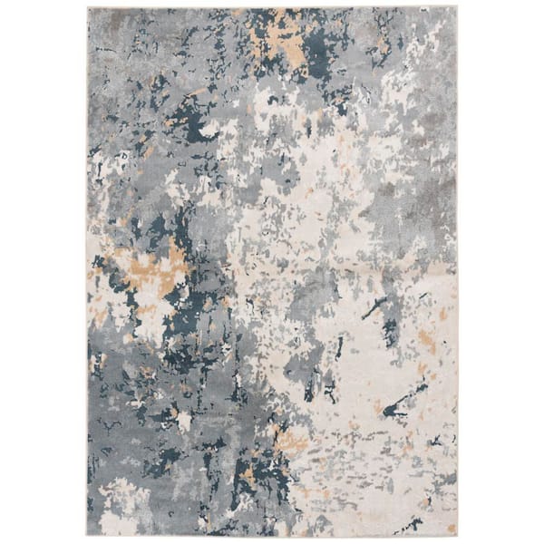 8 ft. x 10 ft. Blue/Beige Abstract Mist Area Rug