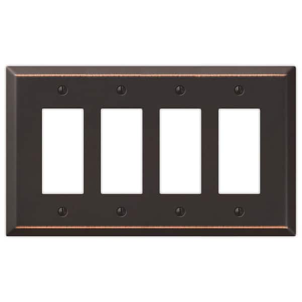 Oversized 4-Gang Aged Bronze Rocker/Decorative Outlet Metal Wall Plate