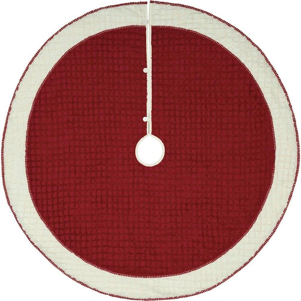 60 in. Red Chenille Kringle Christmas Tree Skirt