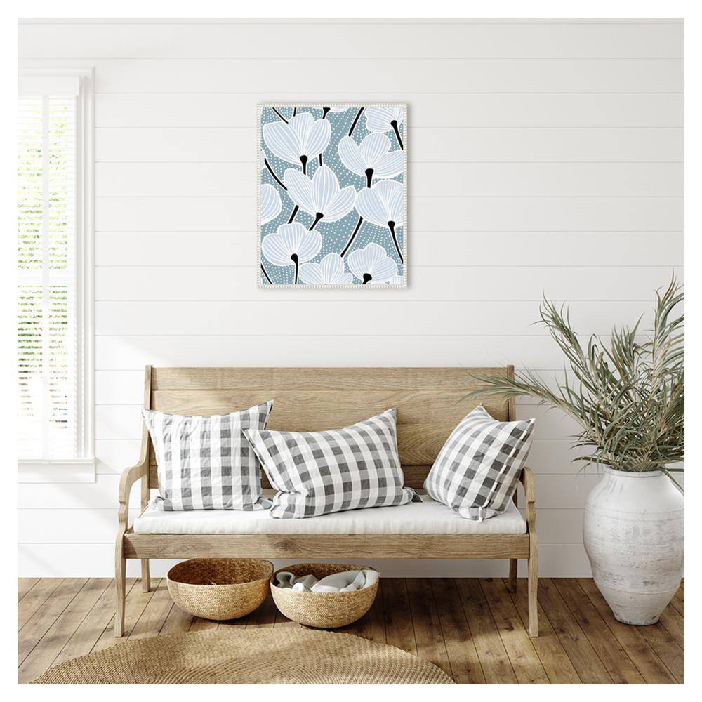 Modern Poppy I White and Blue Canvas Wall Art